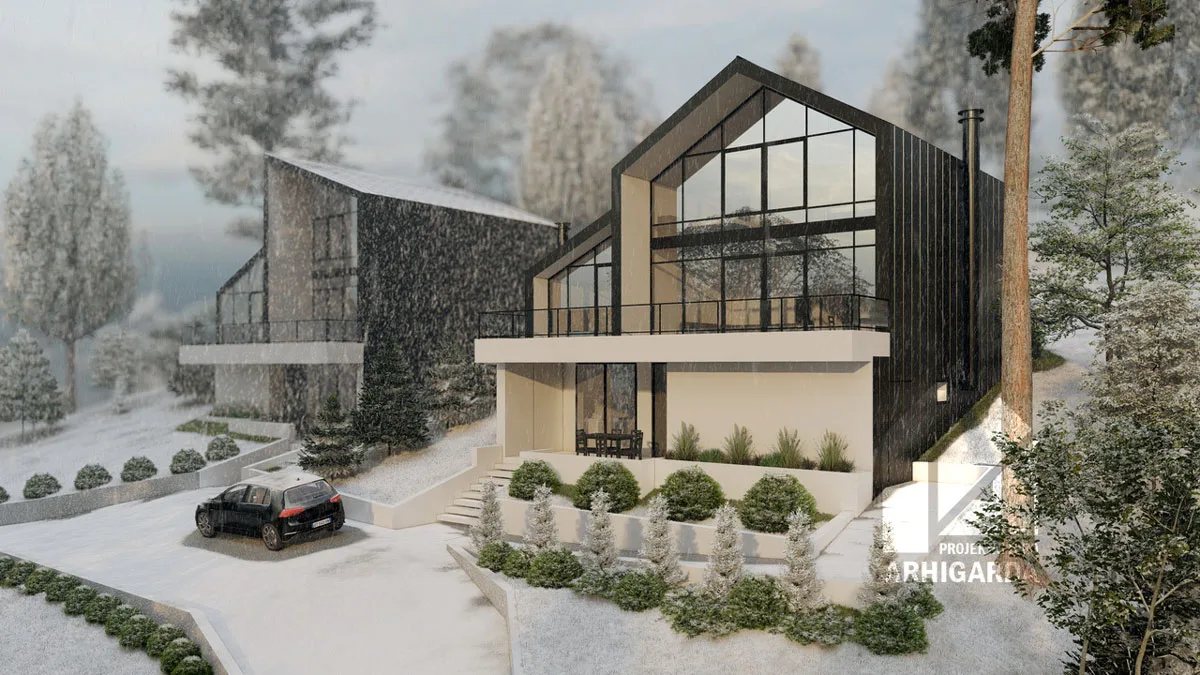 Idejno rešenje kuće, Beli kamen / 3D vizualizacija: Arhigarda