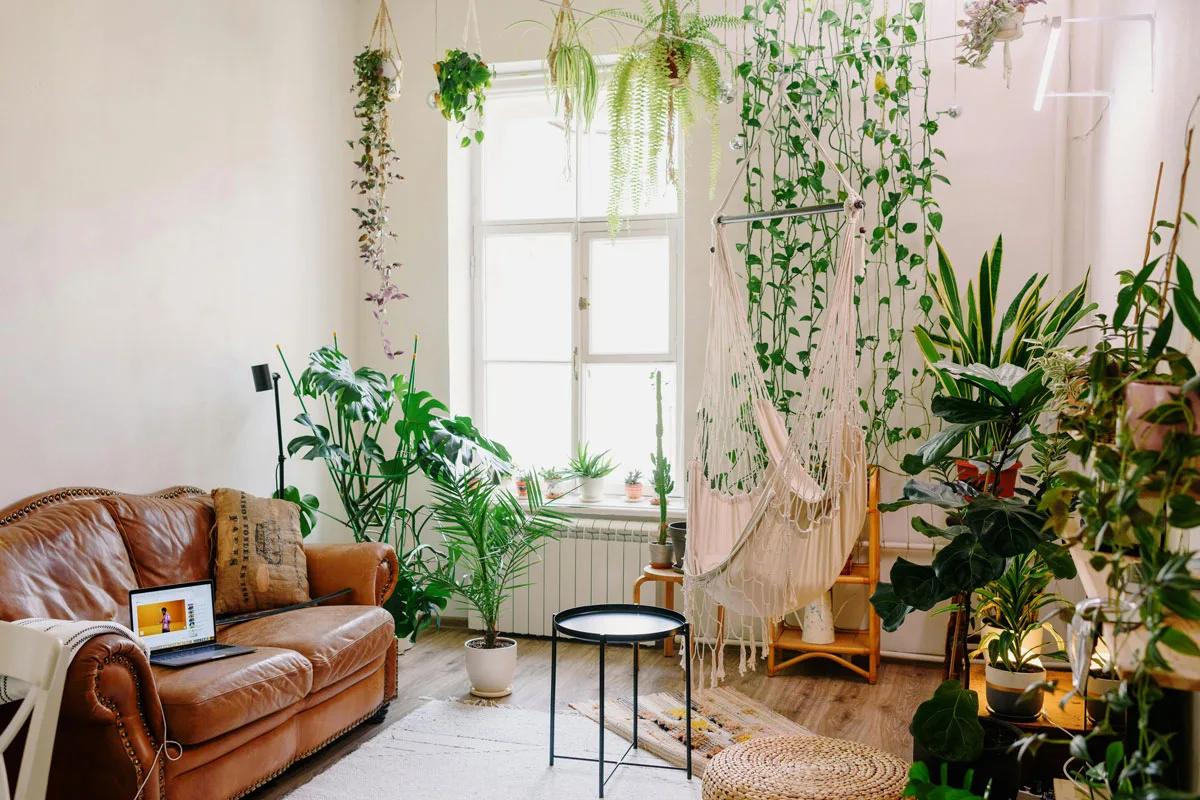 Enterijer dnevne sobe u Boho stilu