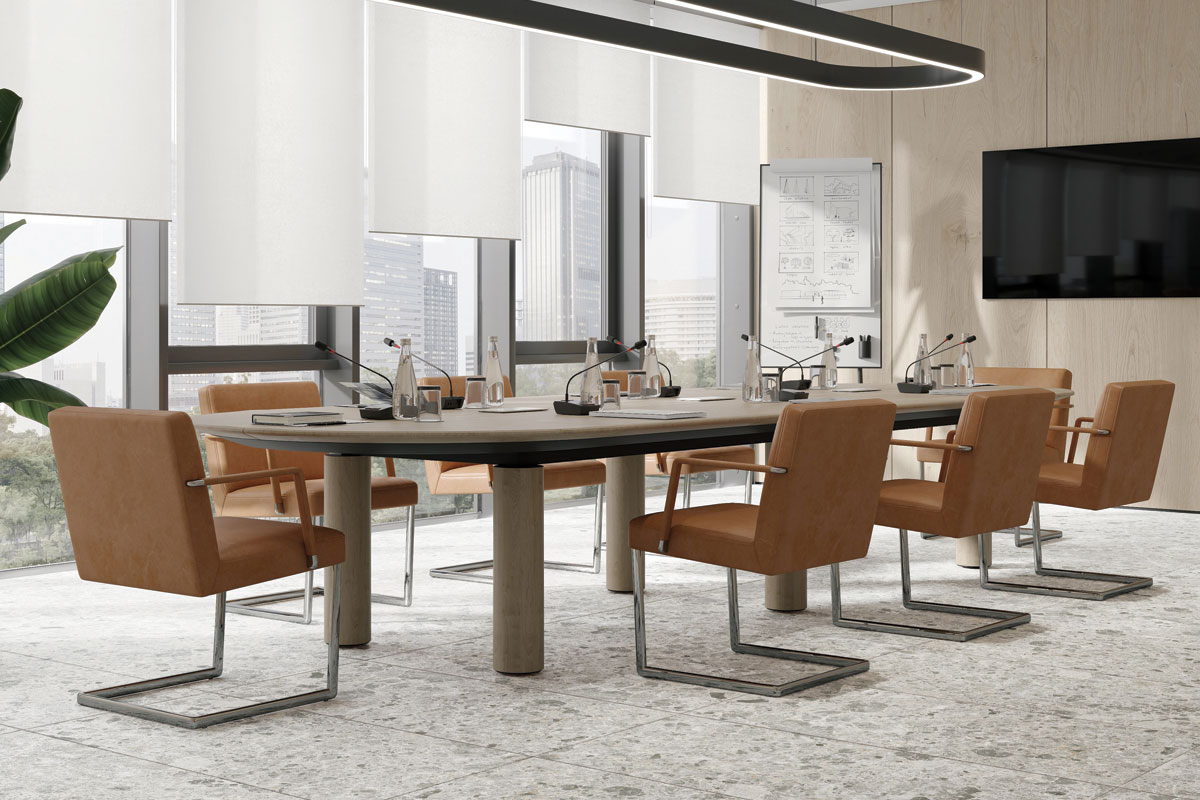 Terra Grigo Ciaro 120x60 keramičke pločice u sali za sastanke / foto: Tilezza