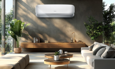 Hisense klima uređaj nove generacije u enterijeru dnevne sobe / foto: Hisense