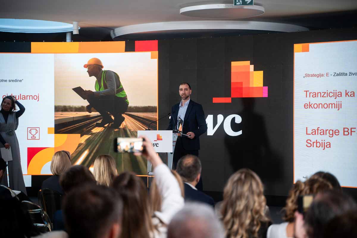 Lafarge Srbija dobitnik ESG nagrade PwC Srbija za lidersku ulogu u cirkularnoj ekonomiji / foto: Dušan Gagić