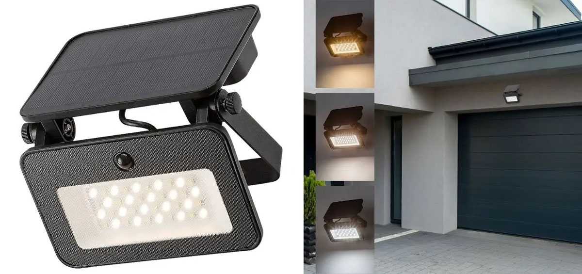 Nove lampe Tarcal/77159 i 77160 nude više od prosečnog svetla za garažna vrata: senzore pokreta i svetlosti, podesivu osvetljenost i temperaturu boje, jaku IP zaštitu – sve to napaja solarna energija / foto: Rabalux