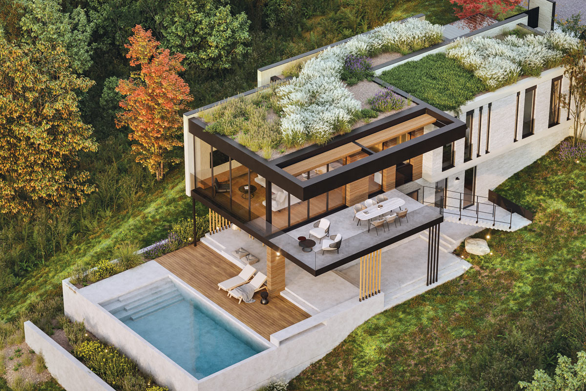 3D render: ENA projekt porodične kuće sa pratećim sadržajima, Beograd, 2023-2025. (u izvođenju) / autor projekta: Unknown Studio