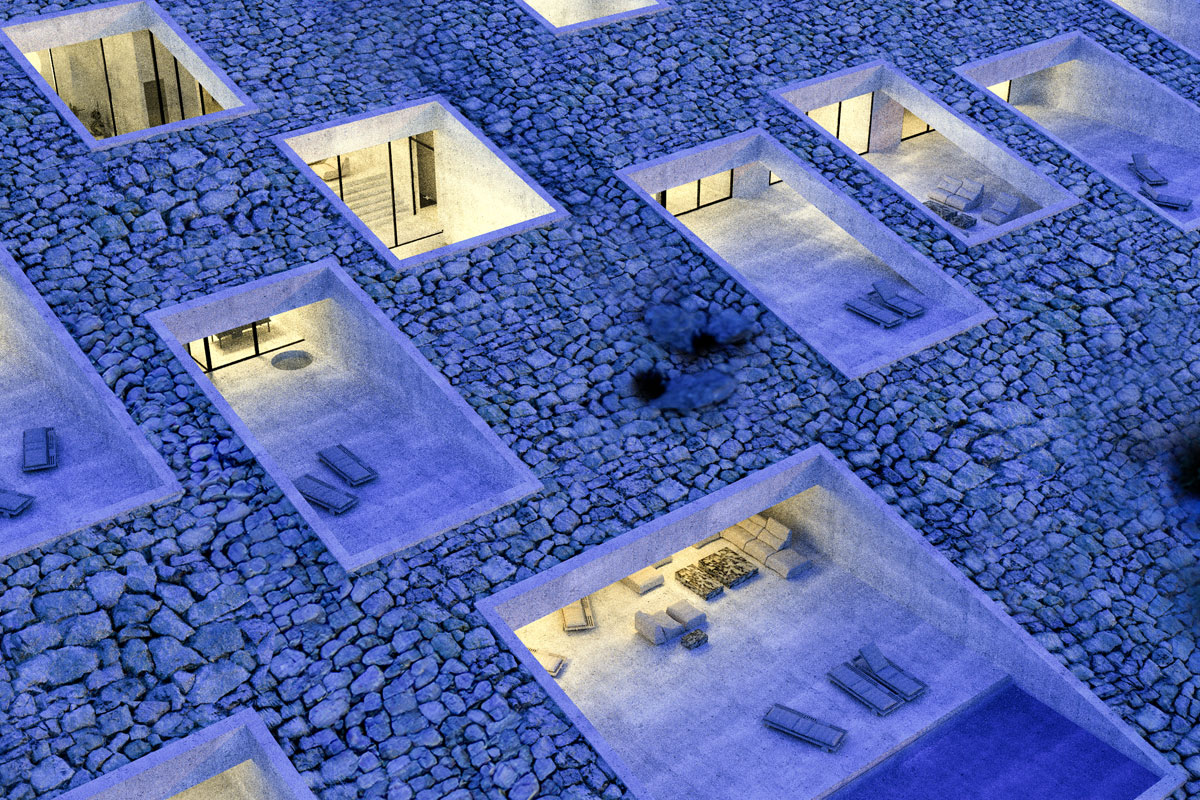 Projekat: The Subterram, noćni prikaz terasa / 3D vizualizacija: PROARH
