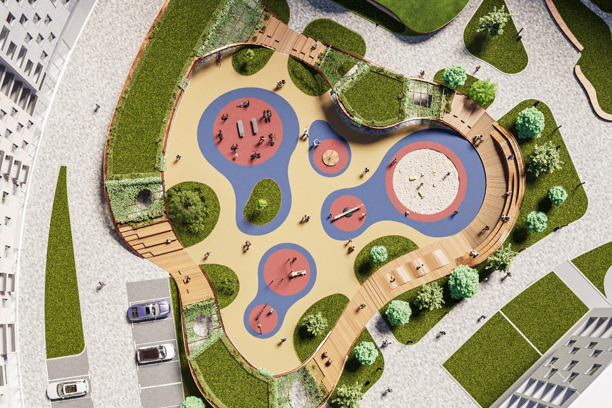 Park u okviru kompleksa Zoned Panonka / 3D vizualizacija: ZONED