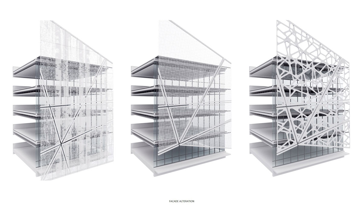 3D vizualizacija: MIND OFFICE studija fasadne obloge - geometrija