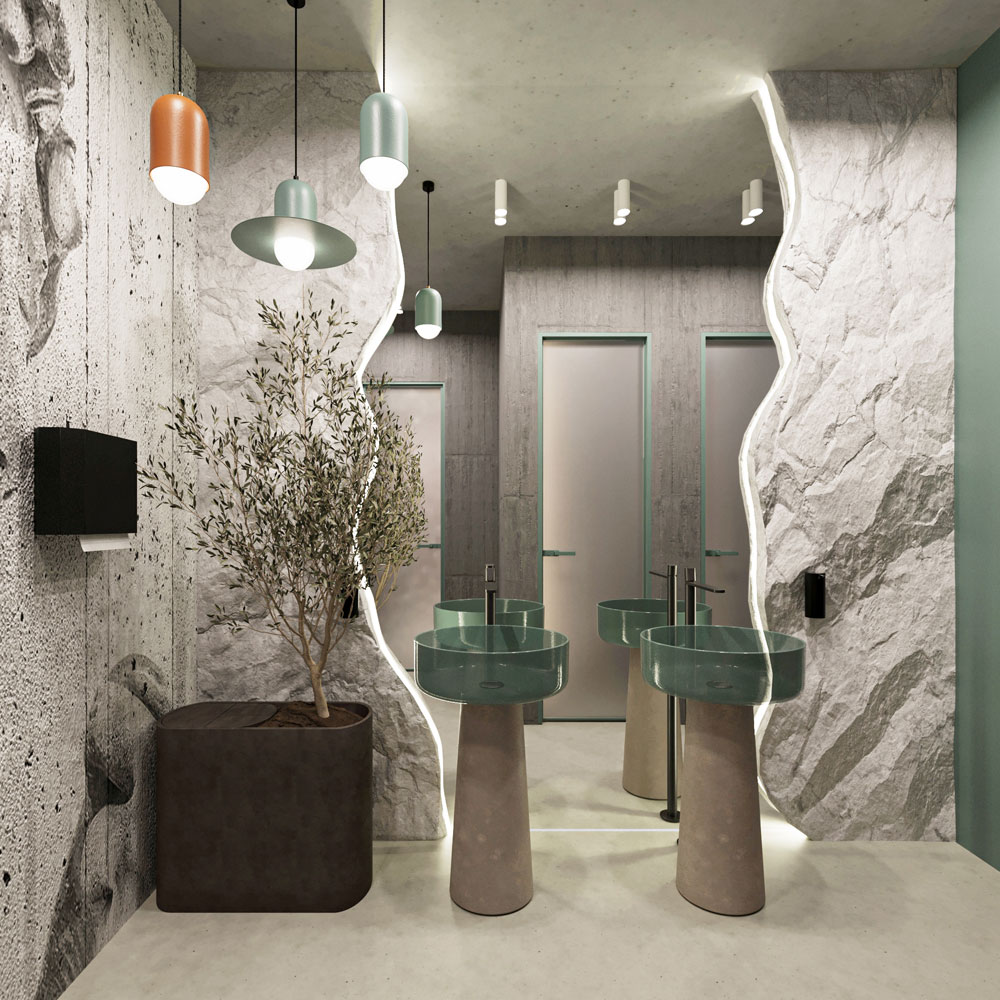 projekat: Javni toalet IT centra u NiŔu, muŔki wc / autor projekta: WDA Architects / 3D vizualizacija: WDA Architects