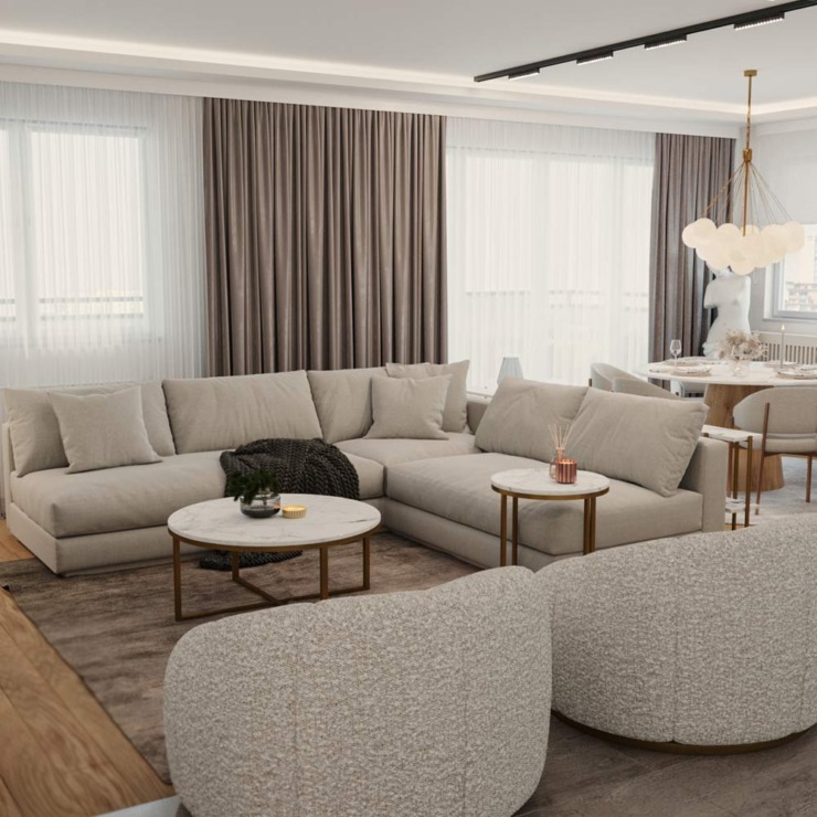 Uređenje enterijera dnevne sobe / foto: AMO Design Studio