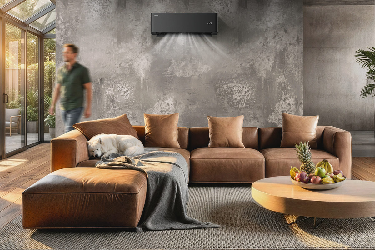 Hisense klima uređaj u enterijeru dnevne sobe / foto: Hisense